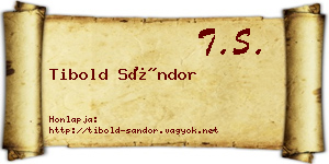 Tibold Sándor névjegykártya